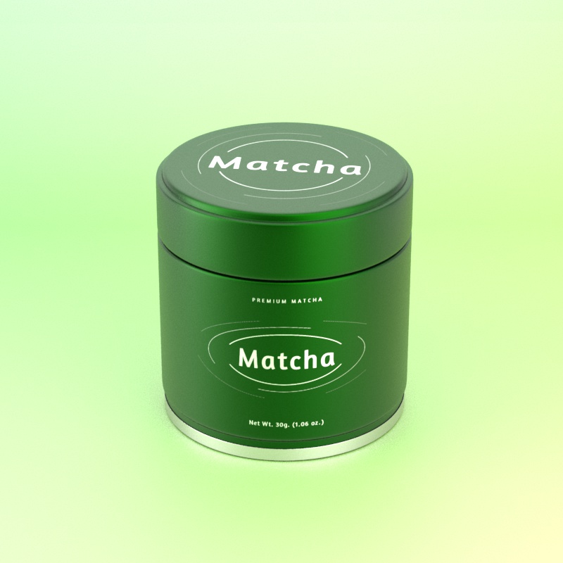 green matcha tin can