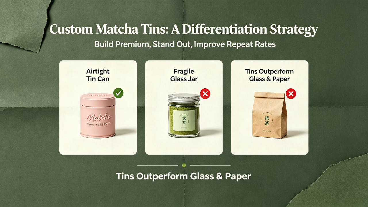 custom embossed matcha tin cans
