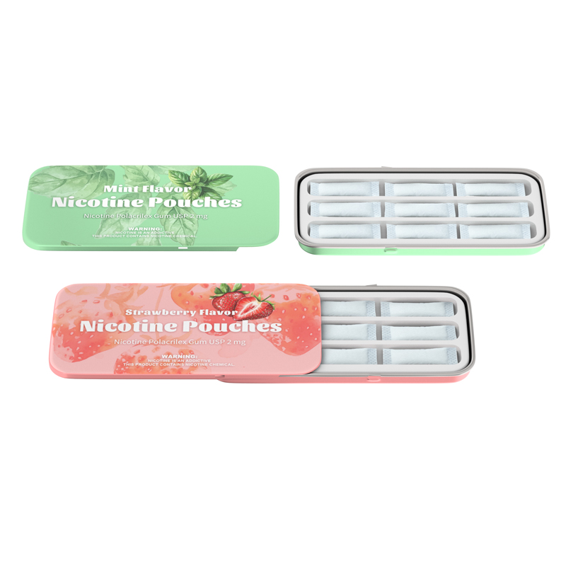 Portable tinplate container for oral nicotine sachets