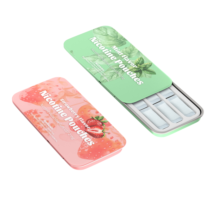 CR sliding tin box for nicotine pouch storage 