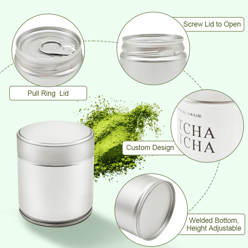 Pull Ring Lid Tinplate matcha Can