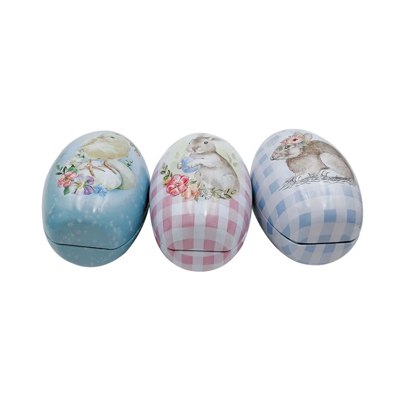 Creative easter egg shaped metal gift tin box (1)