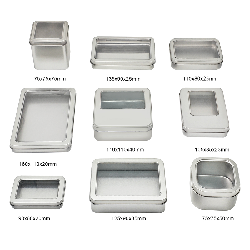 custom size tin box with window