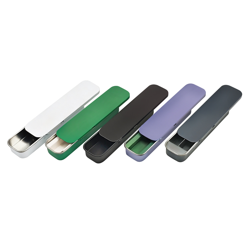 sliding tin container with childproof lock