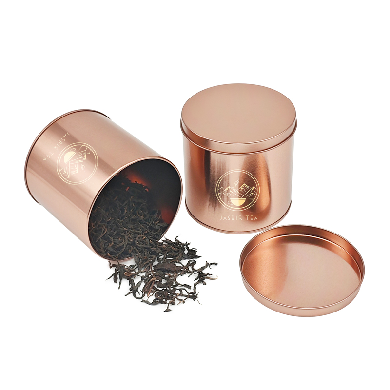 OEM round metal tea canister with logo