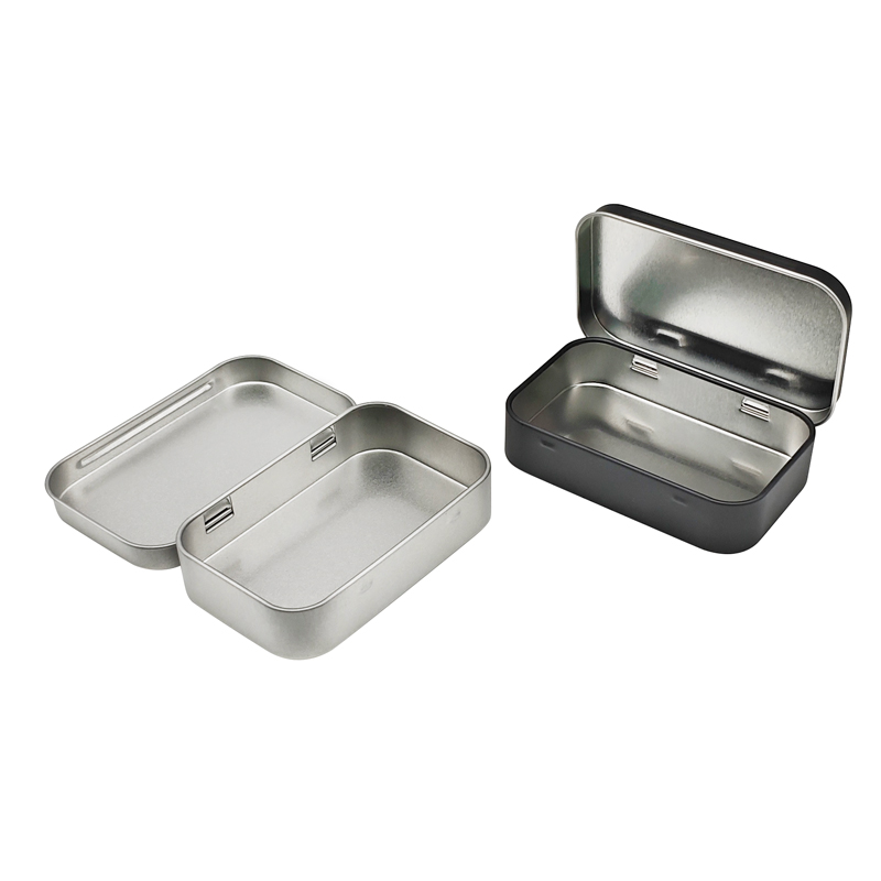 Rectangular tin container with rounded corners