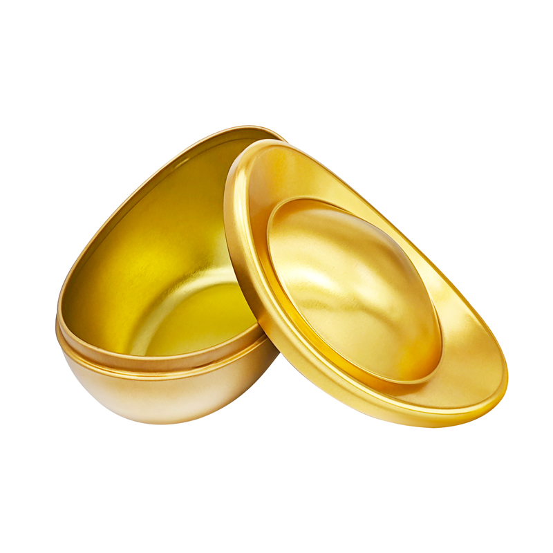 Chinese gold bar shaped tin container