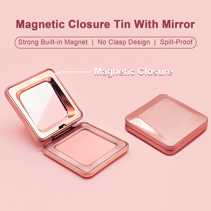 magnetic closure cosmetic tin with mirror