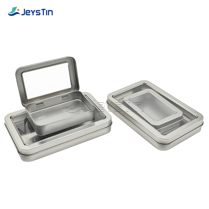 Rectangular hinged tin box with window (1)