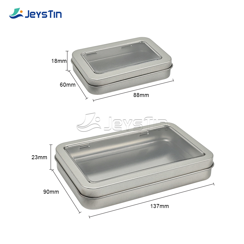 Rectangular hinged tin box with window (3)