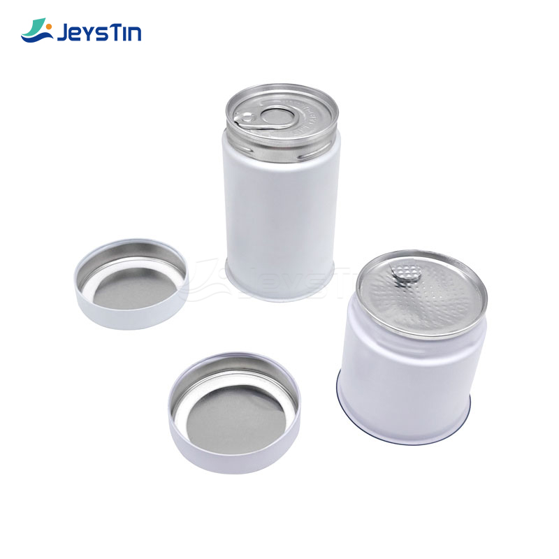 White cylinder matcha tin can with Screw Lid (1)