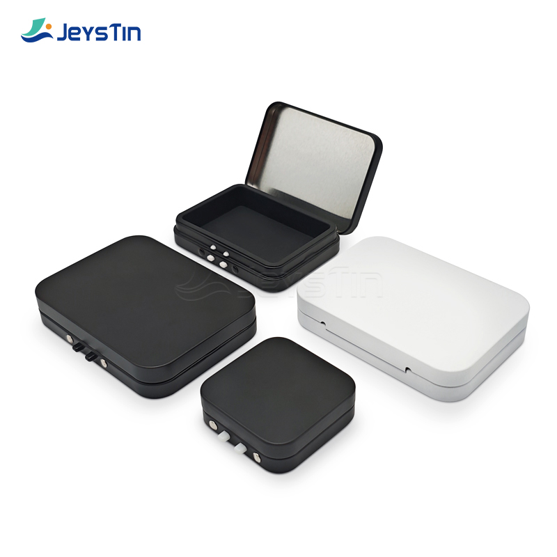 Wholesale Square customizable child resistant tin box with hinged lid (4)