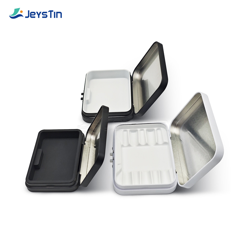 Wholesale Square customizable child resistant tin box with hinged lid (5)