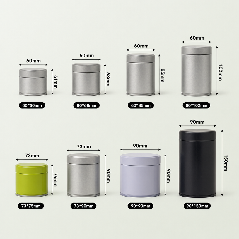 Custom size 60x60mm matcha tin packaging 