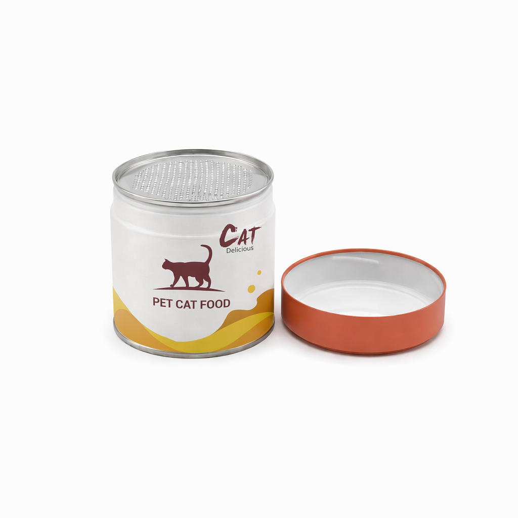 easy peel lid pet supplement tin can